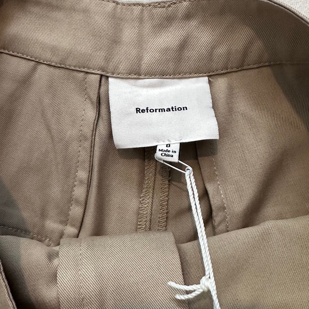 Reformation Mason Cropped Pant Light Khaki Size 0 Wide Leg NWT Minimalist Tencel - Picture 7 of 13